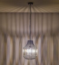 Tindori Clear Crystal With Black Metal Hanging Pendant Light