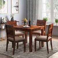 Arabia Solid Wood 4 Seater Storage Dining Table In Teak Finish