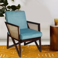 Xavier Solid Wood Accent Chair in Blue Colour