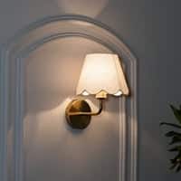 Sadie Shine Brass Metal Wall Light with Scalloped Shade