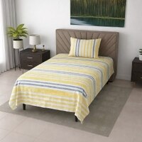 Ulric Yellow Geometric 400 TC Cotton Flat Single Size Bedsheet with 1 Pillow Cover – Threads