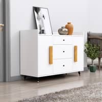 Hexa Red Multipurpose Storage Cabinet With 3 Drawer 2 Door in Frosty White Colour