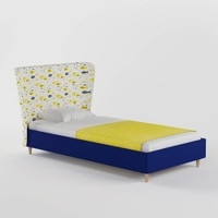 Doodle Engineered Wood Bed in Royal Blue Colour