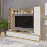 Bluewud Fenily Engineered Wood Tvcabinet In European Oak & White Finish
