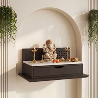Devoto Solid Wood Wall Mounted Prayer Unit In Dark Chestnut Finish
