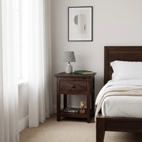 Snooze Solid Wood Bedside Table in Mahogany Finish