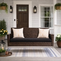 Carry Bird Wicker Patio Furniture Outdoor Balcony Swings In Brown And Black Colour