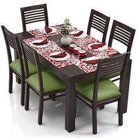 Arabia Zella Solid Wood 6 Seater Dining Table With Set Of 6 Chairs
