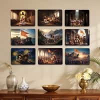 The Castle Decor Chhatrapati Shivaji Maharaj Wall Plates Set of 9 (Style 2)