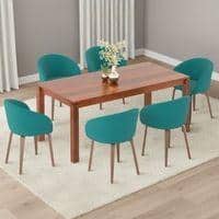 Atlas Solid Wood 6 Seater Dining Table In with 6 Meryl Lounge Chair
