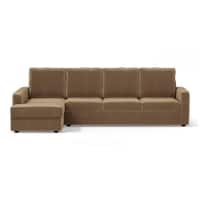 Apollo Sofa (Colour : Fawn Velvet, Cushion : Hard, Back Type : High Back, Seating Capacity : Left Aligned 3 Seater + Left Aligned Chaise)