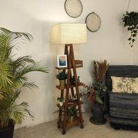Louise Beige Jute Floor Lamp with Beige Jute Base