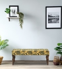 Gulika Solid Wood Upholstered Bench In Walnut Finish