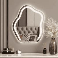 Wavy LED Backlit Mirror Designer Flower Shape for