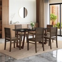 Adria Copa Cabana Black Stone 6 Seater Dinning Table With Set of 3  Atlas Wooden Seat Dining Chair