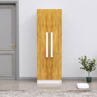 Hexa Red Wooden 2 Door Wardrobe with 4 Shelves in Frosty White and Giant Wood Colour