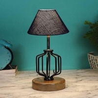 Remington Blue Jute Table lamp with Wood & Iron Base