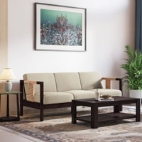 Cairo 3 Seater Wooden Sofa (Macadamia Brown)
