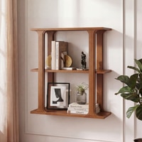 Kozo Large Solid wood Wall Shelf In Amber Walnut