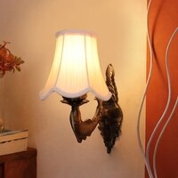 Devansh Gold Antique Wall Mounted Lamp With Off-White Cotton Shade