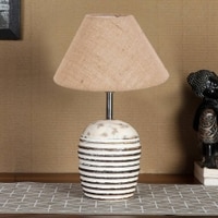 Beige Jute with White Brushed Wood Table Lamp