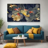 The Castle Decor Abstract Art Wall Painting Wooden Framed 27x48 Inch (Style 2)