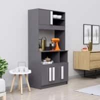 Hexa Red Crockery Unit Multipurpose Wooden Cabinet in Slate Grey Colour