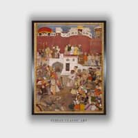 Abu Hasan Emperor Jahangir Jharoka Window Agra Fort Aga Canvas Wall Prints Set of 1 Multicolor Matte