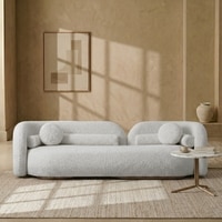 Lavishlounge Wood 3 Seater With Upholstery Non Storage Sofa In White Colour