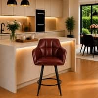 Doe Buck Luxury Faux Leather Counter Height Bar Stool in Brown Colour