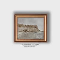 Artistry Beige Blue Antique Rustic Muted Landscapewall Canvas Wall Prints Set of 1 Multicolor Matte