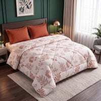 Cream Floral 4 Pcs Comforter Set With Queen Size Bedsheet With 2 Pillow Covers