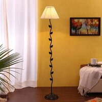 Wolfred Black Cotton Shade Floor Lamp