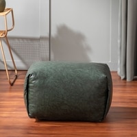 Cuboid Collection Green Faux Leather Pouf Ottoman