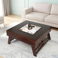 Bradford Sheesham Wood Contemporary Square Foldable Coffee Table In Dark Walnut Finish