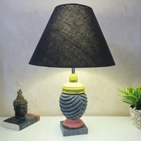 Multicolour Handpainted And Hancarved Distress Wooden Table Lamp