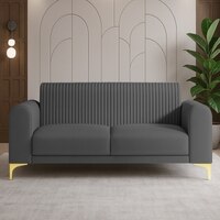 Veniza Velvet 2 Seater Sofa In Dark Grey Colour