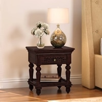 Miraya Solid Wood Bedside Table in Mahogany Finish
