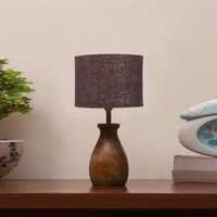 Devansh Brown  Jute Table Lamp With Wood Natural Base (7X13 Inches)-18