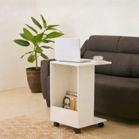 MoveCraft Wood Side Table in Off White Colour