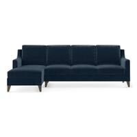Abbey Sectional Sofa (Colour : Sea Port Blue Velvet, Cushion : Soft, Seater : Left Aligned 3 Seater + Left Aligned Chaise)