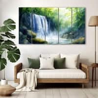 The Castle Decor Waterfall Art Wall Painting Wooden Framed Digital Painting 27x48 Inch
