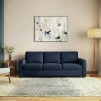 Apollo High Back 3 Seater  Fabric Sofa In Sea Port Blue Velvet Colour
