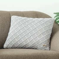 Crest Light Grey Knitted Cushion Cover  16X16 Inches