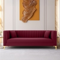 Texude Velvet 3 Seater Sofa in Maroon Colour