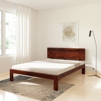 Triplet Solid Wood Queen Size Non Storage Bed In Honey Oak Finish