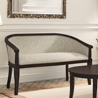 Florence Loveseat 2 Seater In Mahogany Finish With Monochrome Paisley Fabric Colour