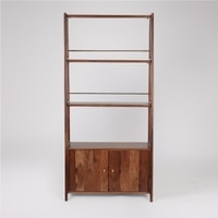 Noah Solid Wood Bookshelf with Storage Unit in Brown Colour