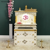 D'Dass Multi Color Mdf and Sheesham Wooden Temple With Cabinet For Pooja