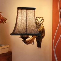 Devansh Gold Antique Wall Mounted Lamp With Beige Jute Shade